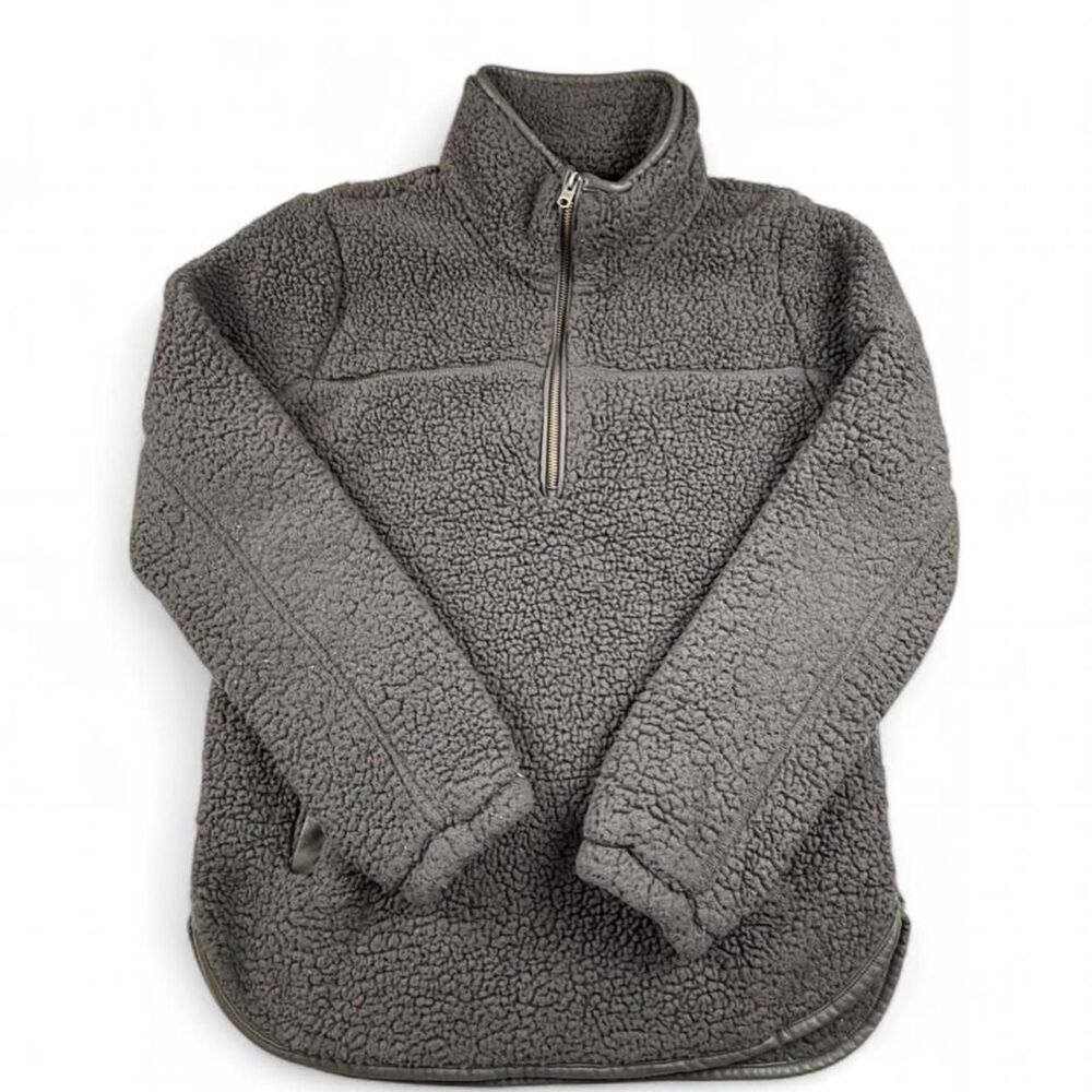 Abercrombie & Fitch Sherpa Quarter Zip Pullover Gray Women’s M Cozy